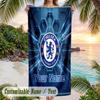 Beach Towel Chelsea FC Print Custom Name Text Soft Towel for Swimming Pool