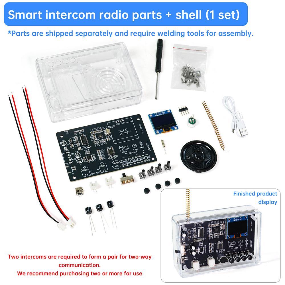 DIY-комплект FM-радио с функцией рации, 0,96-дюймовый OLED-экран, беспроводная интерком-связь, FM-радио, практика пайки, россыпные детали