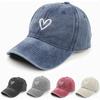 Women's  Washed Baseball Cap Cute Heart Embroidered Sun Hat Adjustable Distred Dad Caps UV Protection Summer Hats