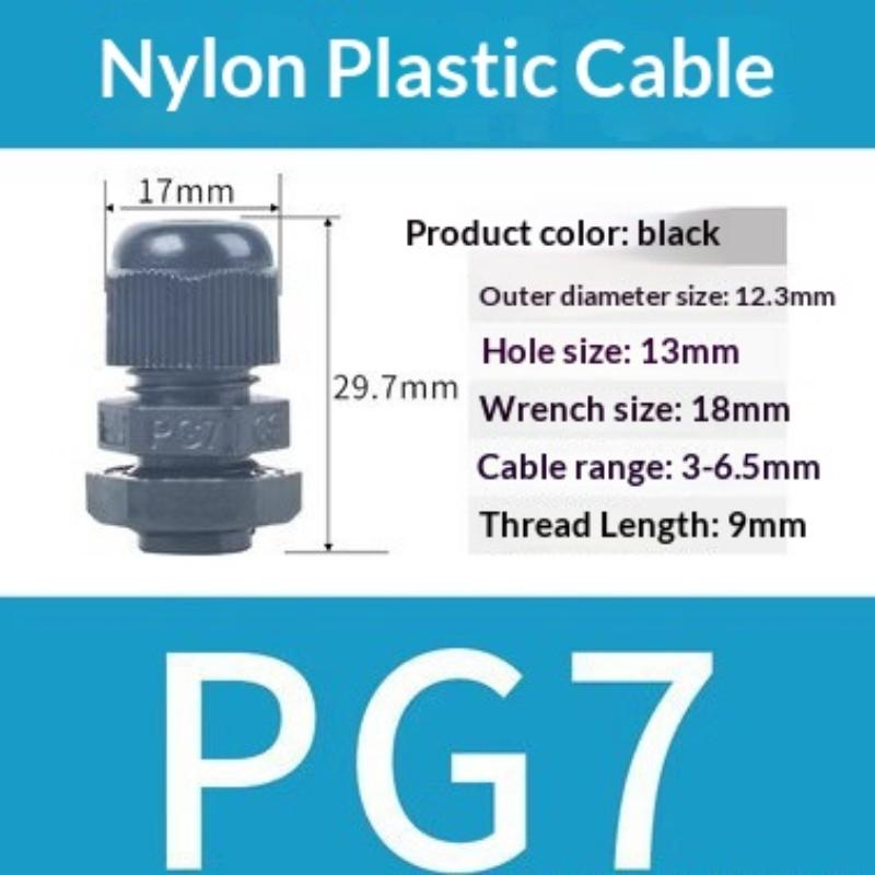 10Pcs Waterproof Cable Gland Pg7 Pg9 Black White Plastic Seal Joint Nylon Ip68 Cable Fixing Nylon Connector For Electrica Wire