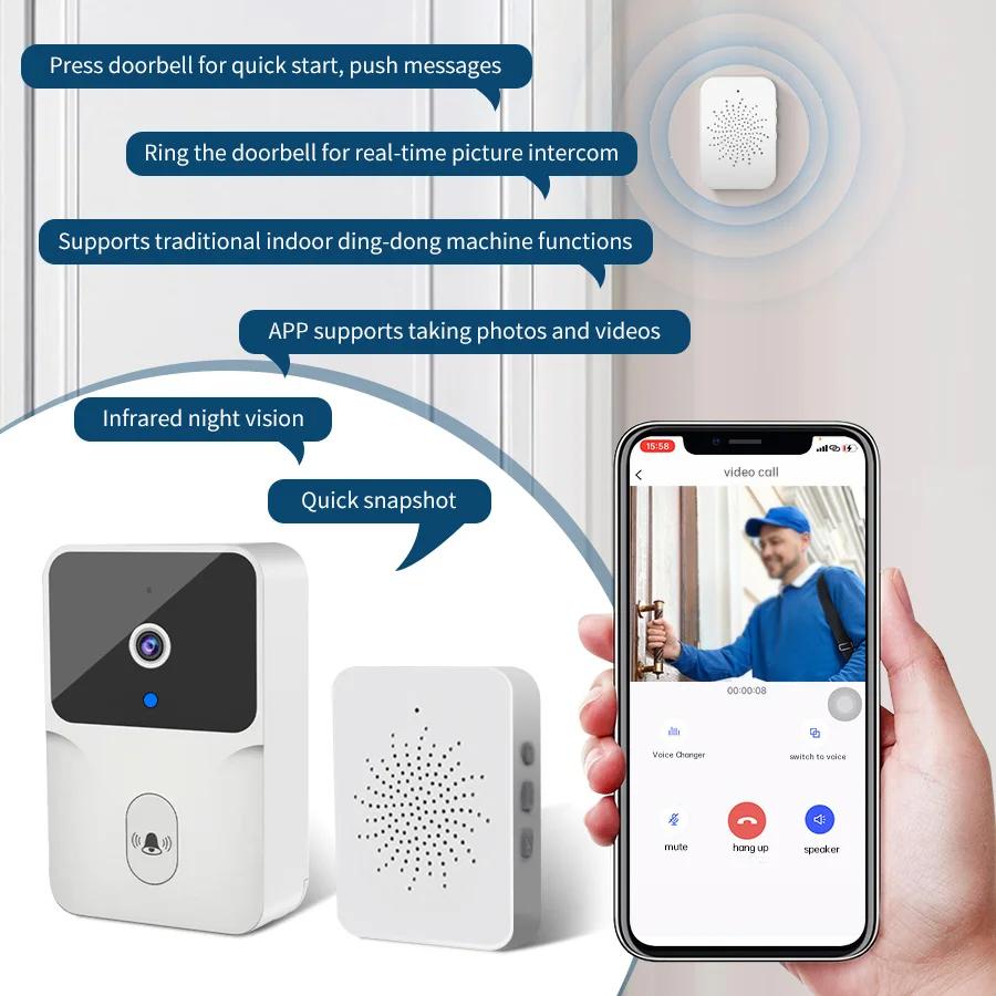 Tuya WiFi Wireless Doorbell Smart Visual Doorbell With Camera Intercom Home Door Bell With Ding Dong Security Chime For Home
