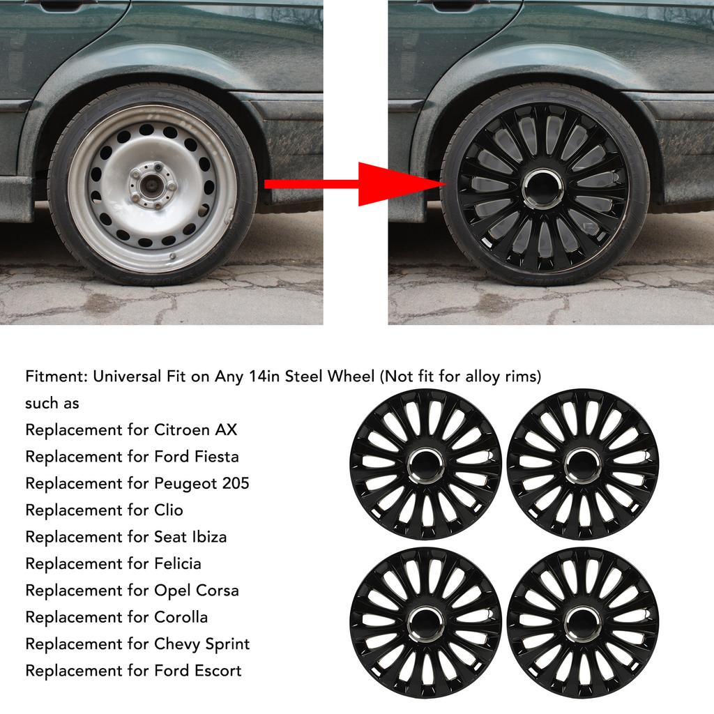 Универсальный 4 шт. 14-дюймовый колпак колеса, черный, элитный, крутой спортивный обод колеса, сменная накладка, автомобильные аксессуары для Ford