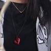 Drawstring Adjustable Sweater Chain Black Rope Collarbone Chain Simple Love Necklace  Girl