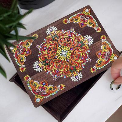 DIY алмазная живопись коробка для хранения комплект сверкающая пылезащитная вышивка крестиком деревянная коробка украшение для рабочего стола