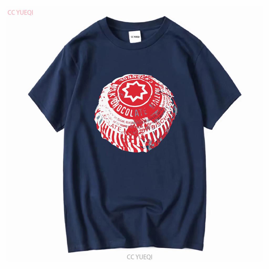 Tunnocks Tea Cake Pop Art White and Red Design T Shirt long or short sleeves vintage Washed designer clothes Comfortable