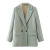 Женский Шикарный Блейзер Двубортный Винтажное Пальто Модный Воротник с Лацканами Длинный Рукав Женская Верхняя Одежда Стильные Топы Большого Размера
