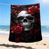 1pc Skull Roses Design Outdoor Blanket - Lightweight Flannel Throw For Travel, Camping, Gifts For Family Or Friends yy251114188