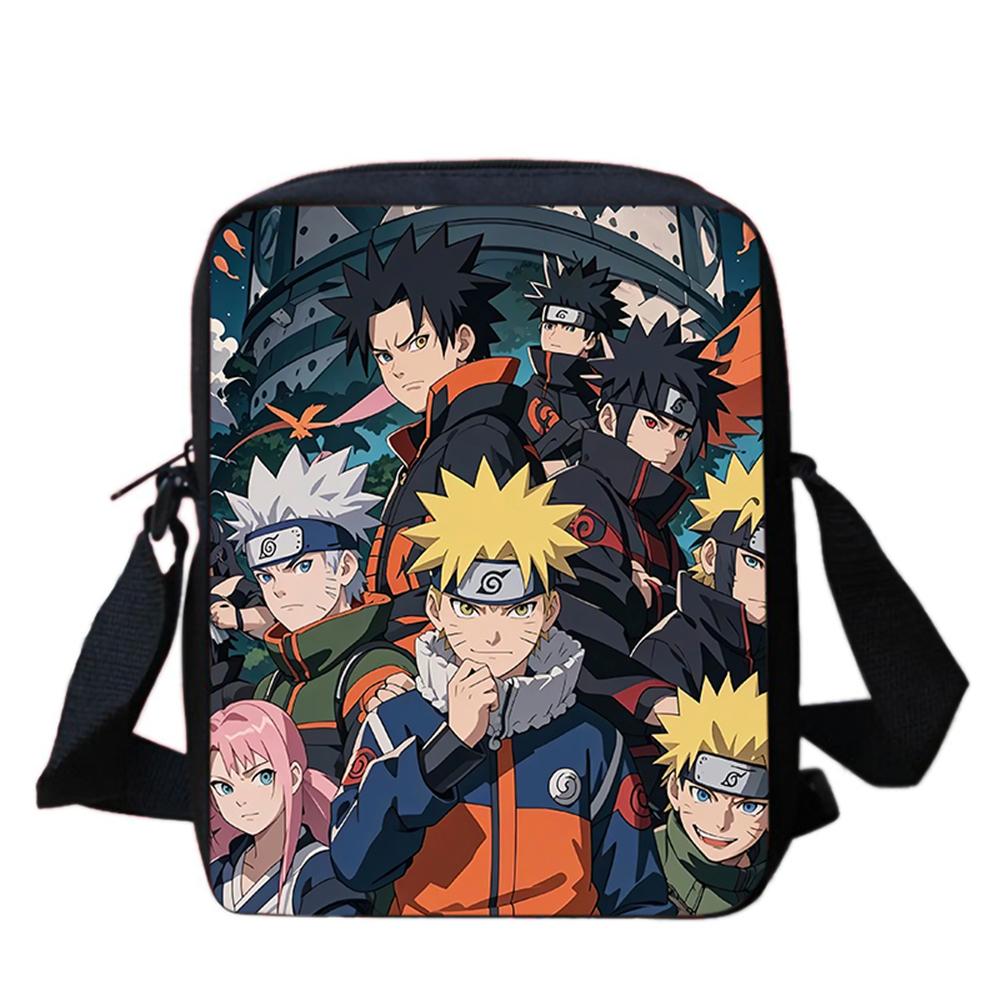Детская сумка через плечо из аниме NARUTO, легкая и прочная, с регулируемым ремнем, надежная молния, для школы и повседневного использования, для мальчиков и девочек 5-11 лет