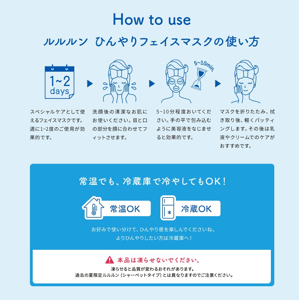 LuLuLun Premium Lululun Охлаждающая маска 1 лист x 5 пакетов Маска для лица Шероховатая кожа Маска для пор Лицо Лето Охлаждающее ощущение