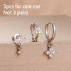 3 Pieces Stainless Steel Hoop Earrings Set For Women Crystal Zircon Huggie Flower Water Drop Trendy Earring Piercing Jewelry