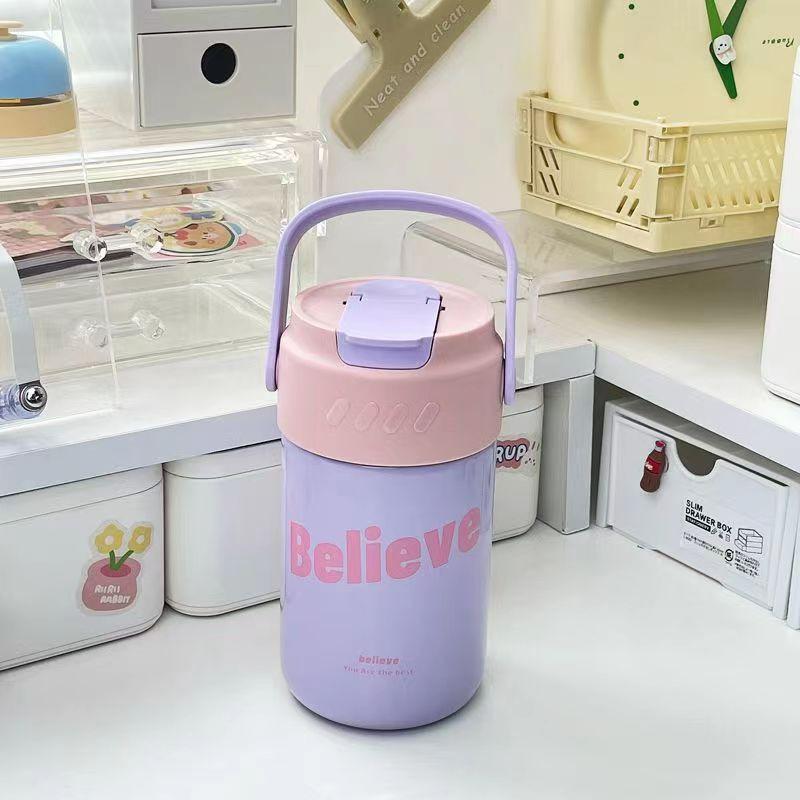 Innovative 316 Stainless Steel Straw Thermos: Portable Tea-Separation Vacuum Cup for Flowers and Tea