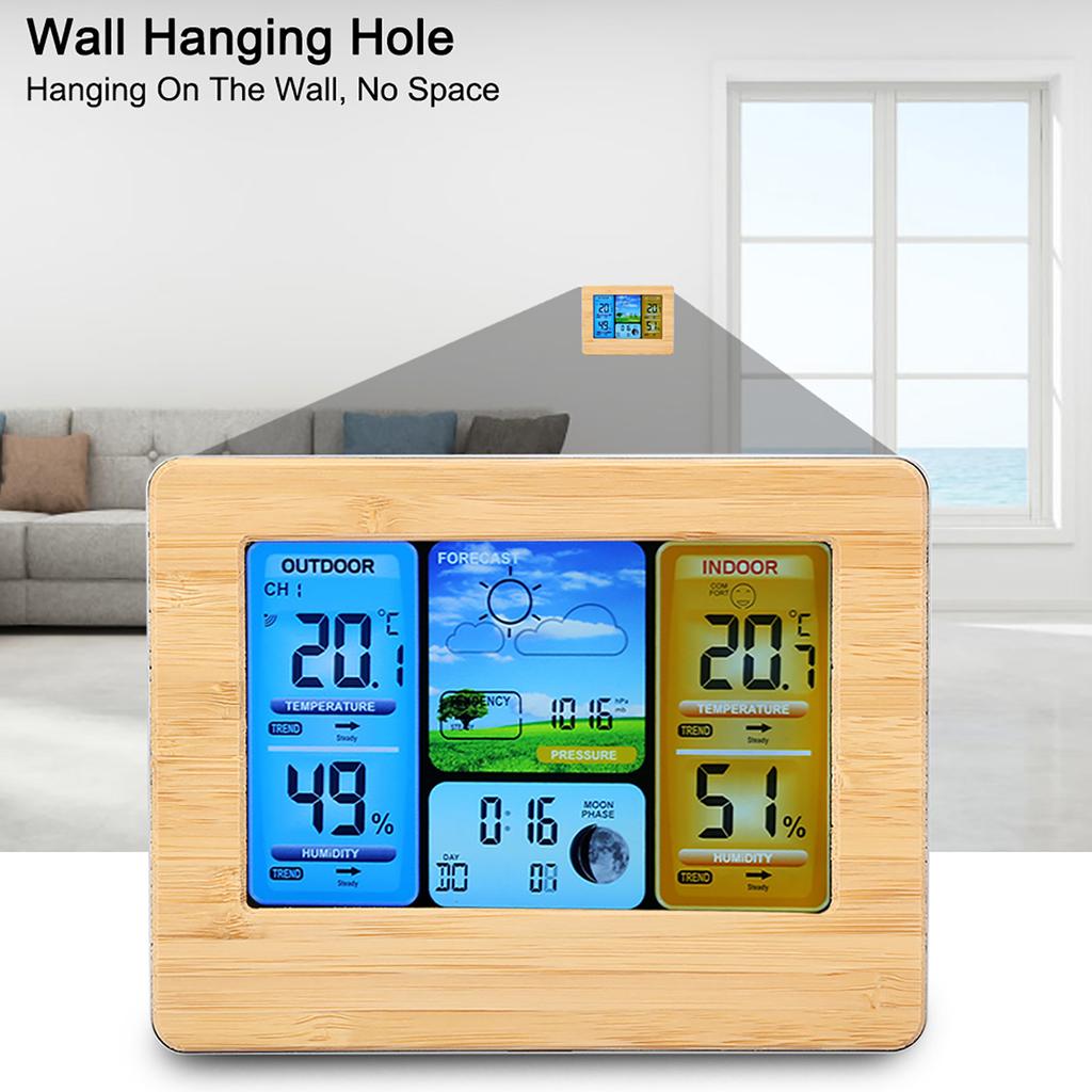ЖК-цифровая беспроводная метеостанция с часами-термометром для измерения влажности в помещении и на улице (желтый)