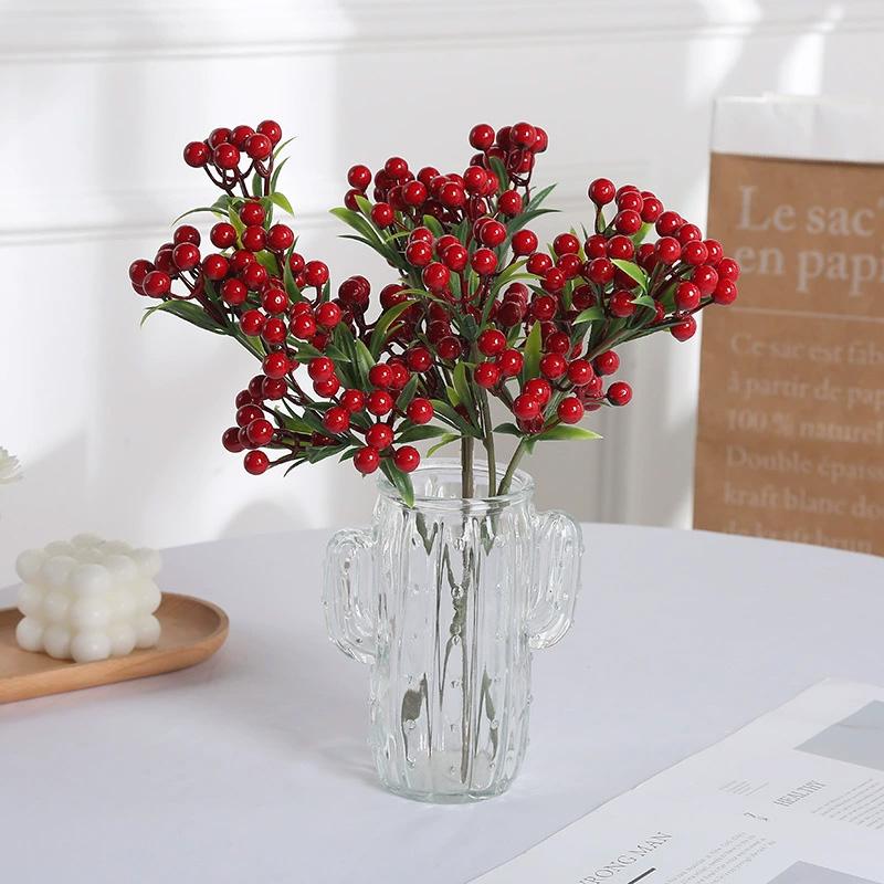 1 Пучок Домашний Декор Реалистичные Искусственные Фрукты 12-головый с Листьями Сделай Сам Пенопластовые Фрукты Ветка с Красными Ягодами Настольные Акценты