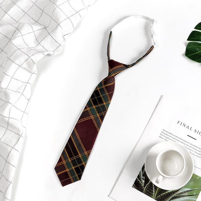 Галстук в стиле ретро в японском колледже: Коричневые, бордовые и черные полосы для женщин