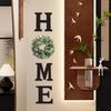 Home Sign Wooden Wall Home Sign Rustic Decor with Artificial Eucalyptus Wreath for Kitchen Living Room Holiday Party Entryway