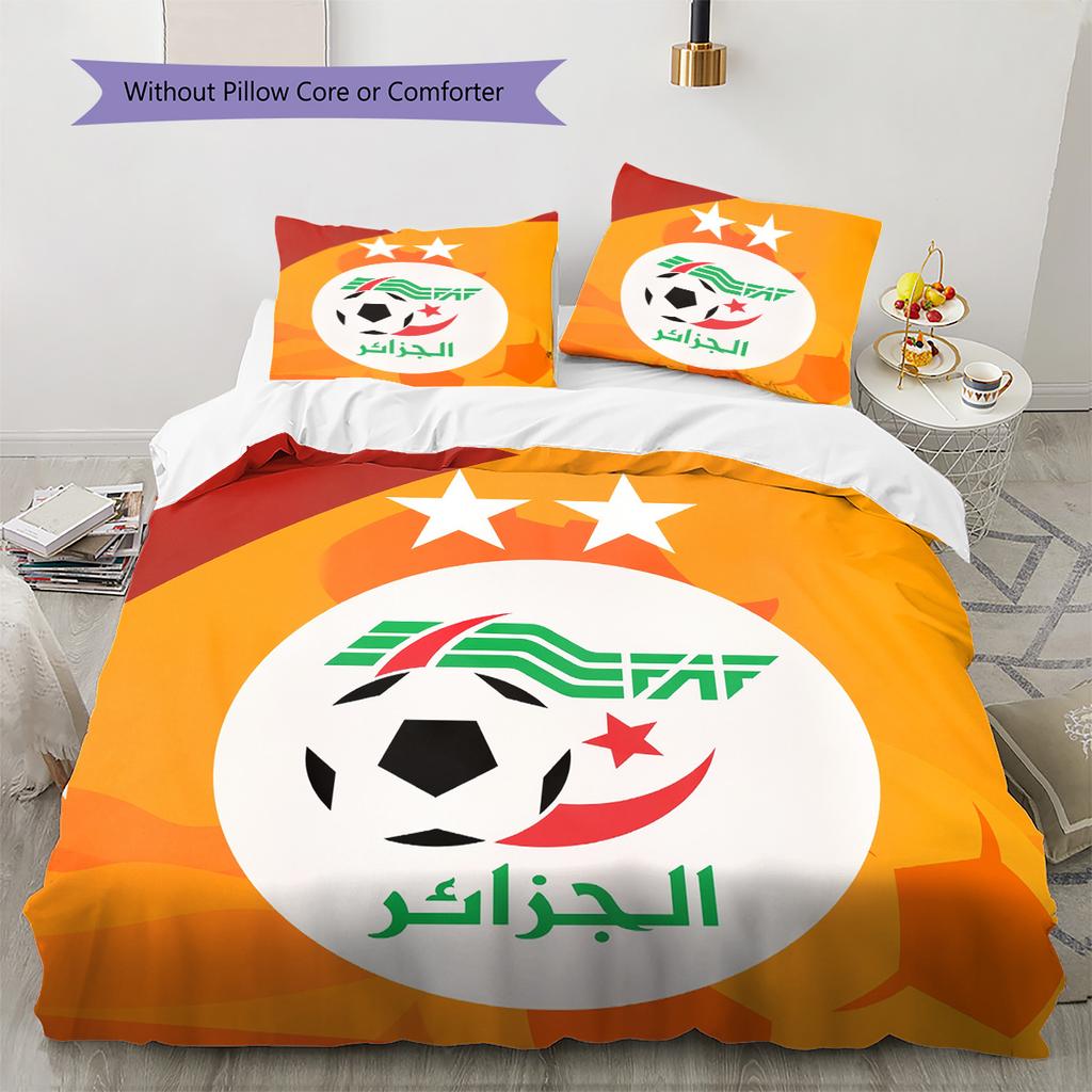 Algeria National Football Team Pattern Bedding Quilt Set Home Decoration Gift (1 * duvet cover + 2 * pillowcase without core)