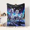 Unicorn Night Flannel Blanket Throw Blanket Soft Warm Sofa Bed Camping Home Decor Unique Christmas Gift Cs92217