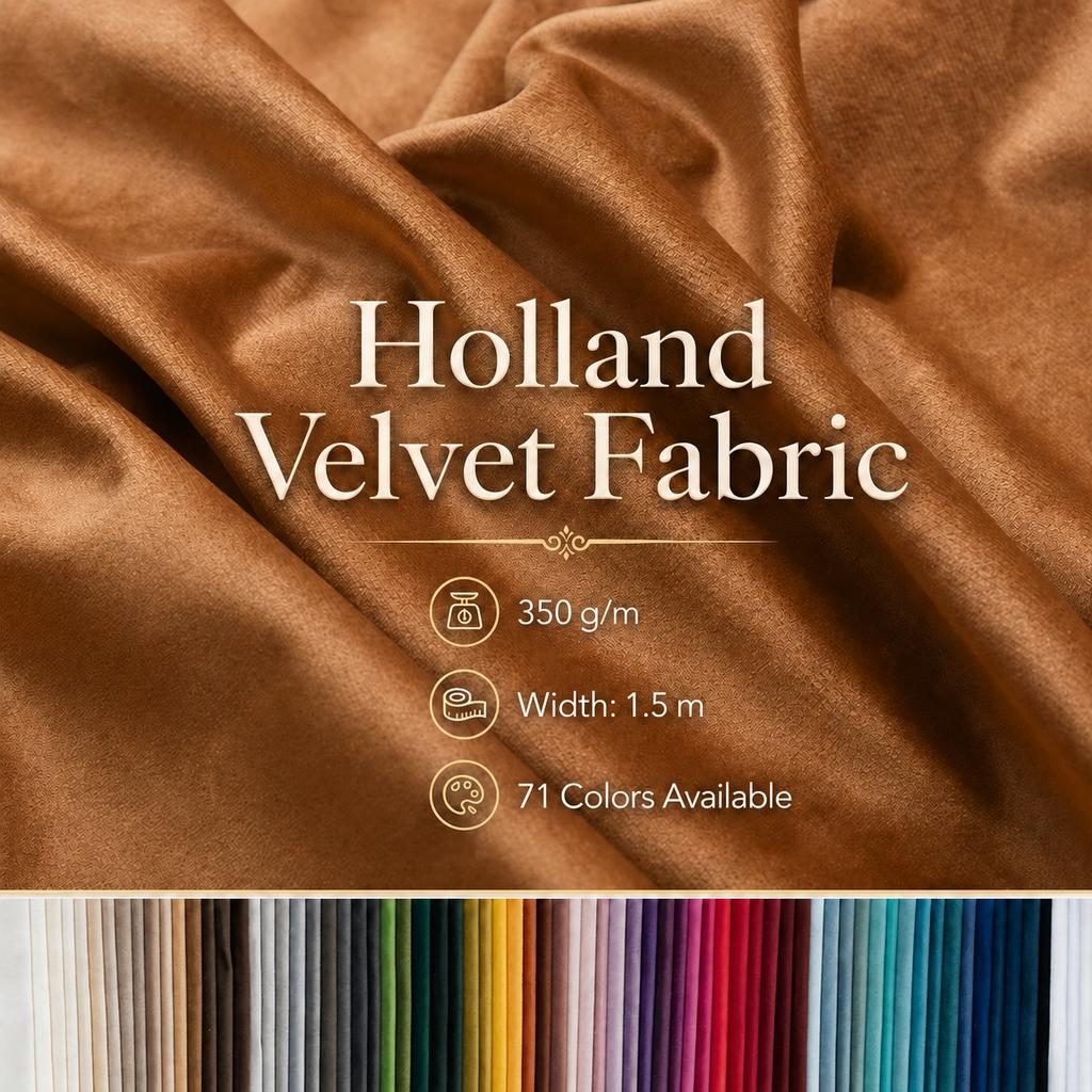 Holland Velvet Fabric 110cm Wide Soft Upholstery Sofa Curtain Tablecloth Wedding Backdrop Cushion DIY Cloth Material Solid Color