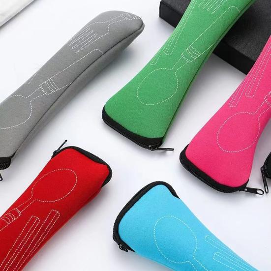 Cutlery Storage Bag Tableware Cloth Bags Zipper Design Portable Washable Storage Pouch for Fork Spoon Chopsticks Office Car Camping Travel Utensil