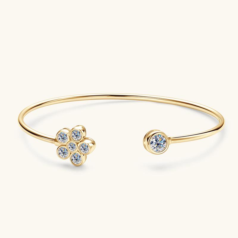 Silvere Glam 2025 Cross-border New Product Moissanite Bracelet Summer Flower Wristband For Women S925 Sterling Silver Jewelry