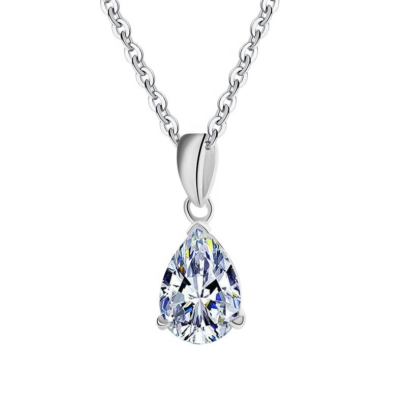 High Quality Fine Jewelry Water Drop Moissanite Pendant Necklace for Women Gifts Collarbone Chain Moissanite Necklace