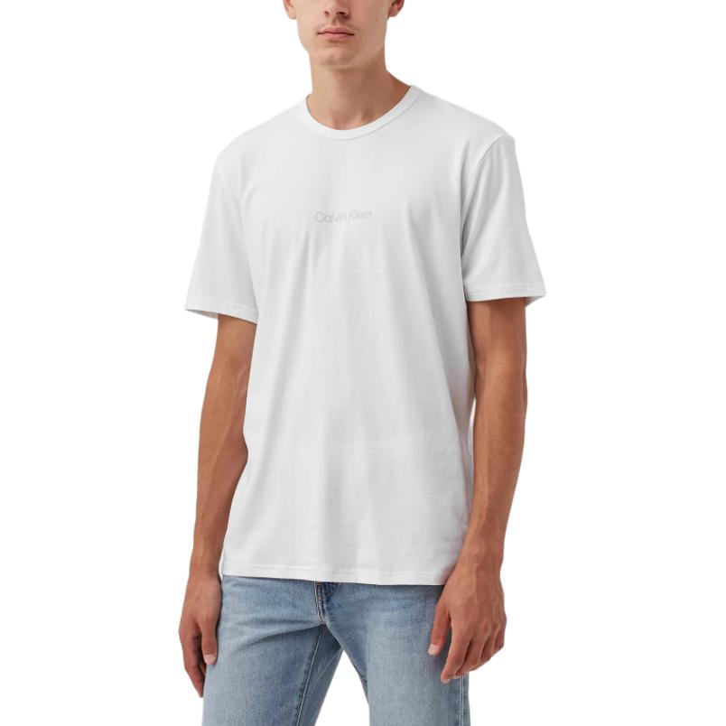 Calvin Klein Однотонная футболка с круглым вырезом и коротким рукавом с принтом логотипа и буквами, мужские топы, белая 000NM2170E-100