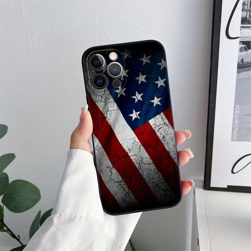 American USA Flag Eagle Phone Case for iPhone 11 15 Pro Max Case Coque 14 Plus 13 Pro 12 11 X XS XR 6 7 8 SE 2020 TPU Soft Cover