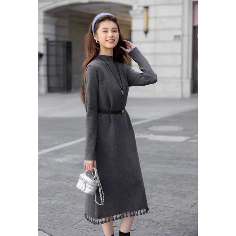 Mokana Women's Winter Long-Sleeve Layered Fringe Dress Set