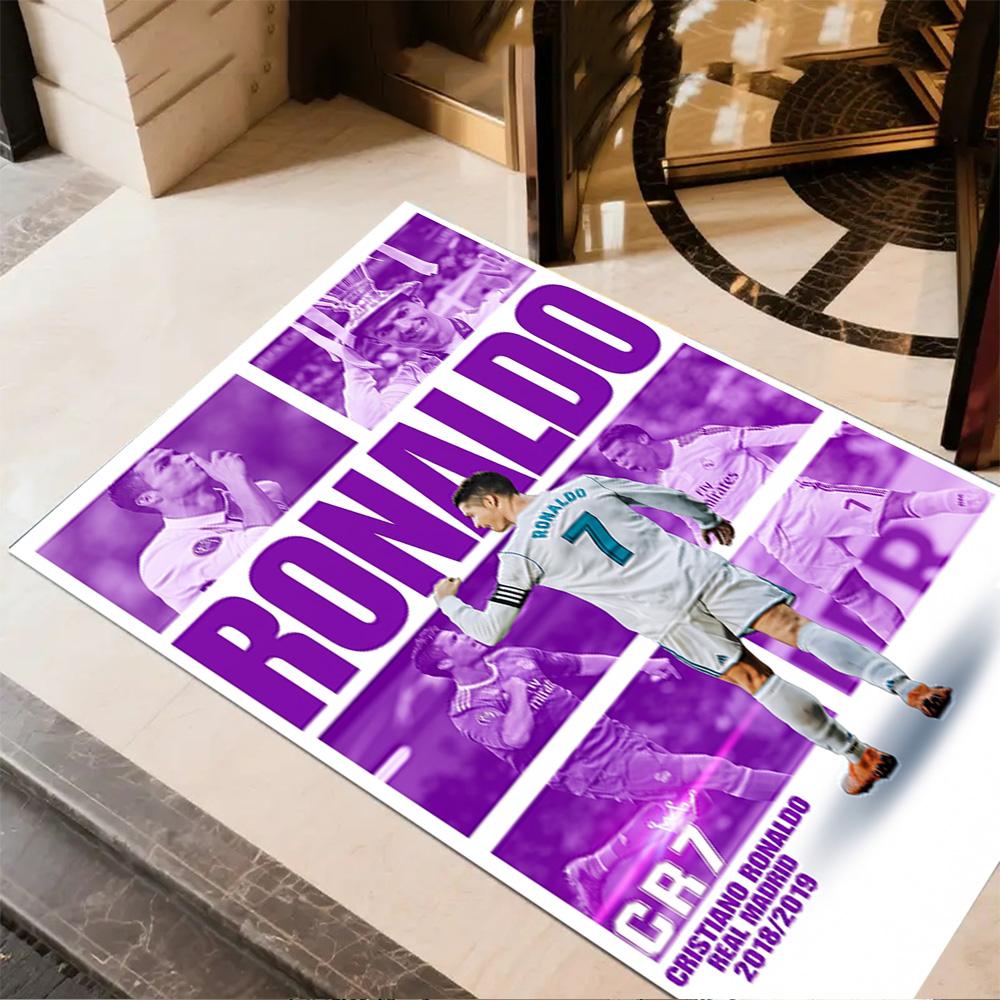 Ronaldo's Legacy Football Floor Mat Perfect for Study room Foyer Playrooms Balcony Anti-slip Rug Decorate Offices Gift for Festivals