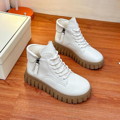 2025 осень и зима новые маленькие белые туфли женские высокие повседневные туфли модные ботинки Martin на толстой подошве ZY12290/ZY12291