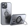 For iPhone 15 Pro Max Case Compatible with MagSafe Kickstand Translucent PC+TPU Phone Cover with Silicone Ring