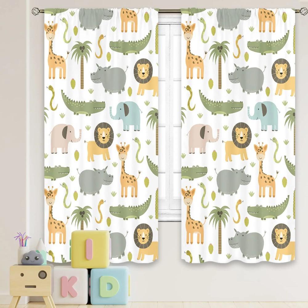 Детские шторы Safari Animals Baby Boy Kids Woodland Jungle Forest Lion Printed Warments для гостиной спальни Window Drapes