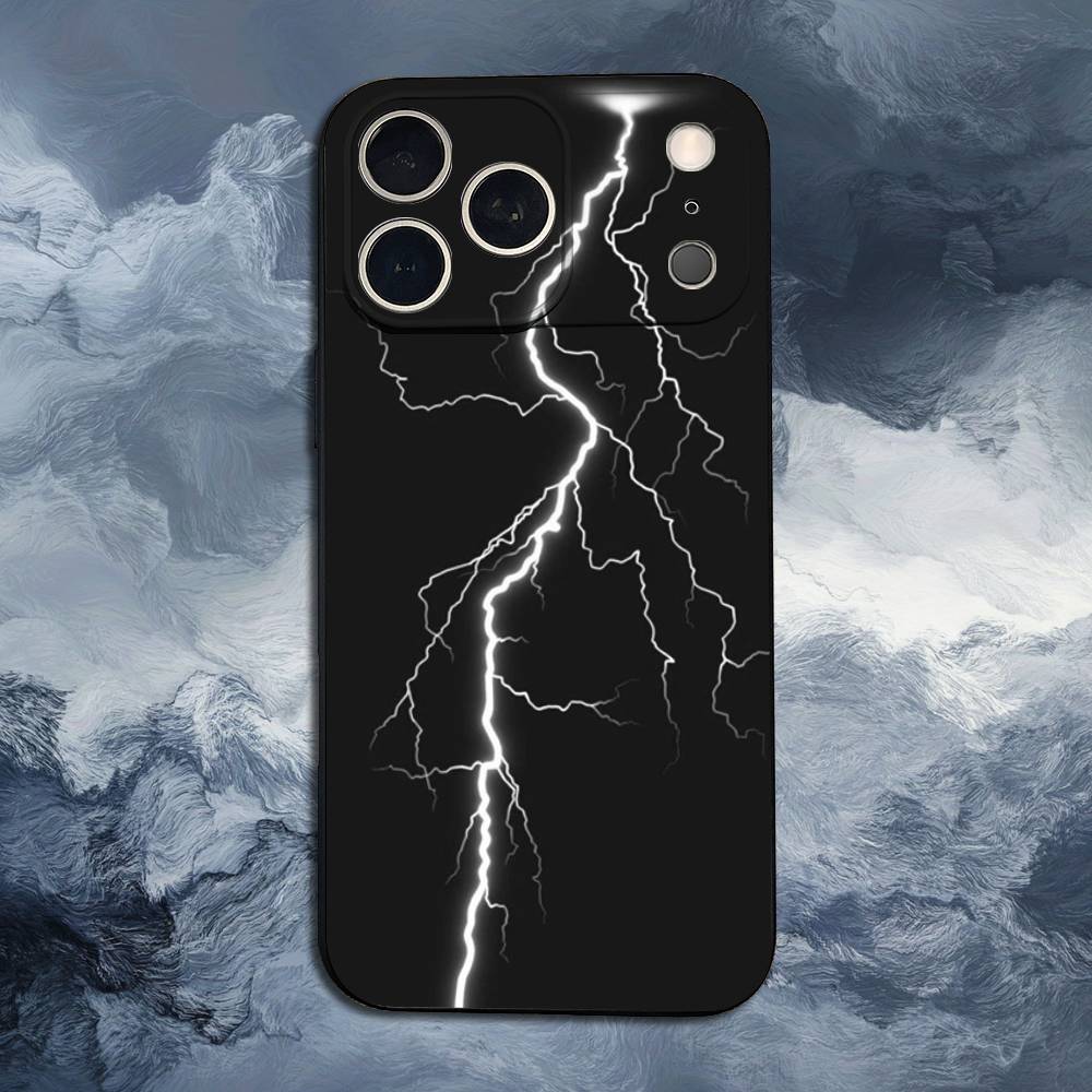 T-Thunderbolt L-Lightning For iPhone 13,17,11,12,16,14,15,Plus,Pro Max,XS,X,XR,SE,Mini,8,7,Soft Silicone Black Phone Case