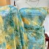 1 ярд Океанский зеленый цвет Кружевная ткань с tie-dye и флоком, вышивка по трафарету, жаккард, велюр, африканские тюлевые ткани для платья, DIY одежды