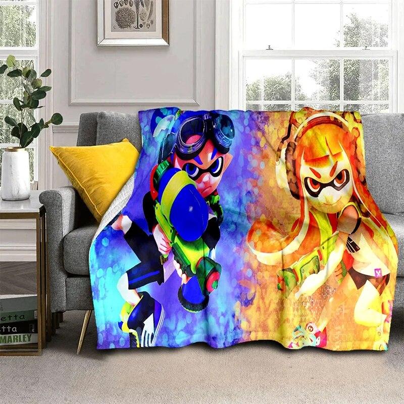 3D Games Splatoon,PC Gamer Cartoon Blanket,Soft Throw Blanket for Home Bedroom Bed Sofa Picnic Travel Office Cover Blanket Kids