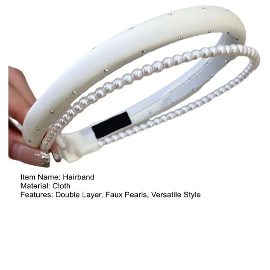 Обруч для волос с имитацией жемчуга, легкий, двухслойный, французский обруч для волос, мягкий на ощупь
