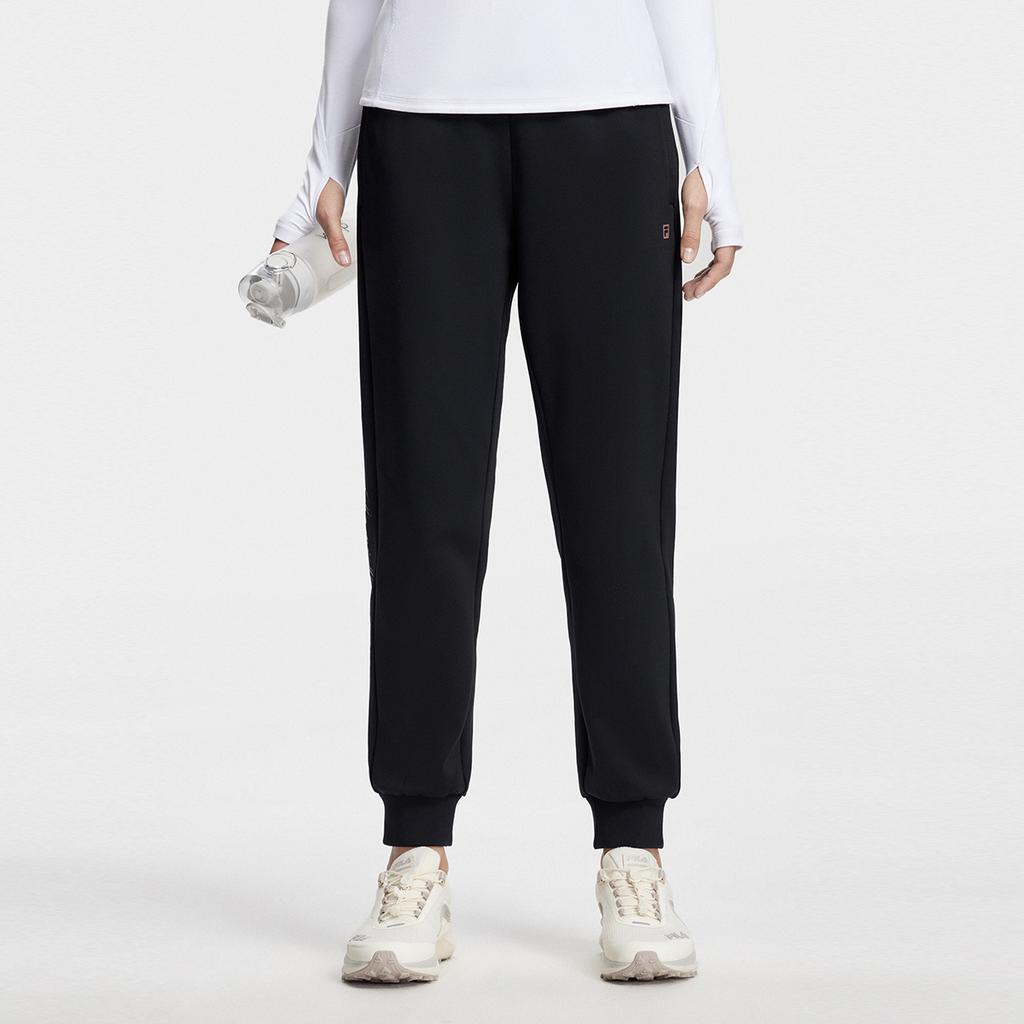Fila Однотонные вязаные спортивные брюки с манжетами и кулиской Женские брюки Глубокий черный A11W341608F-BK