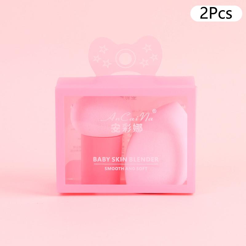 2Pcs/Set Boxed Mushroom Head Puff Makeup Sponge Air Cushion Beauty Handle Cosmetic Egg Dry And Wet Dual-Use Super