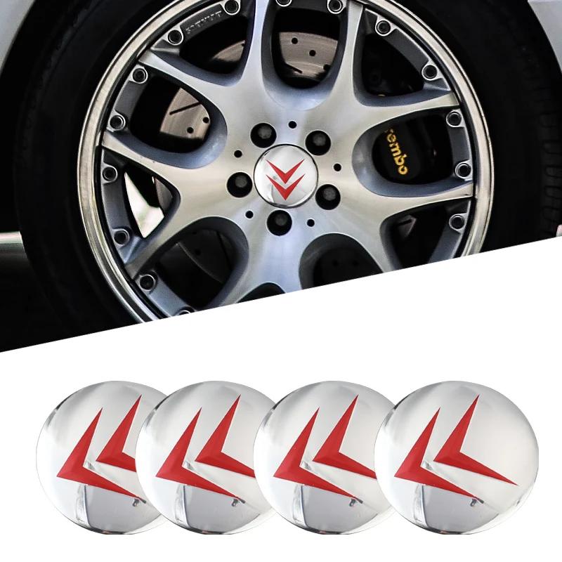 4Pcs Car Wheel Hub Center Stickers Badge Emblem For Citroen C4 C3 C5 AIRCROSS C5X e-C4 X e-C3 C-Crosser C-Elysee C1 Berlingo C6