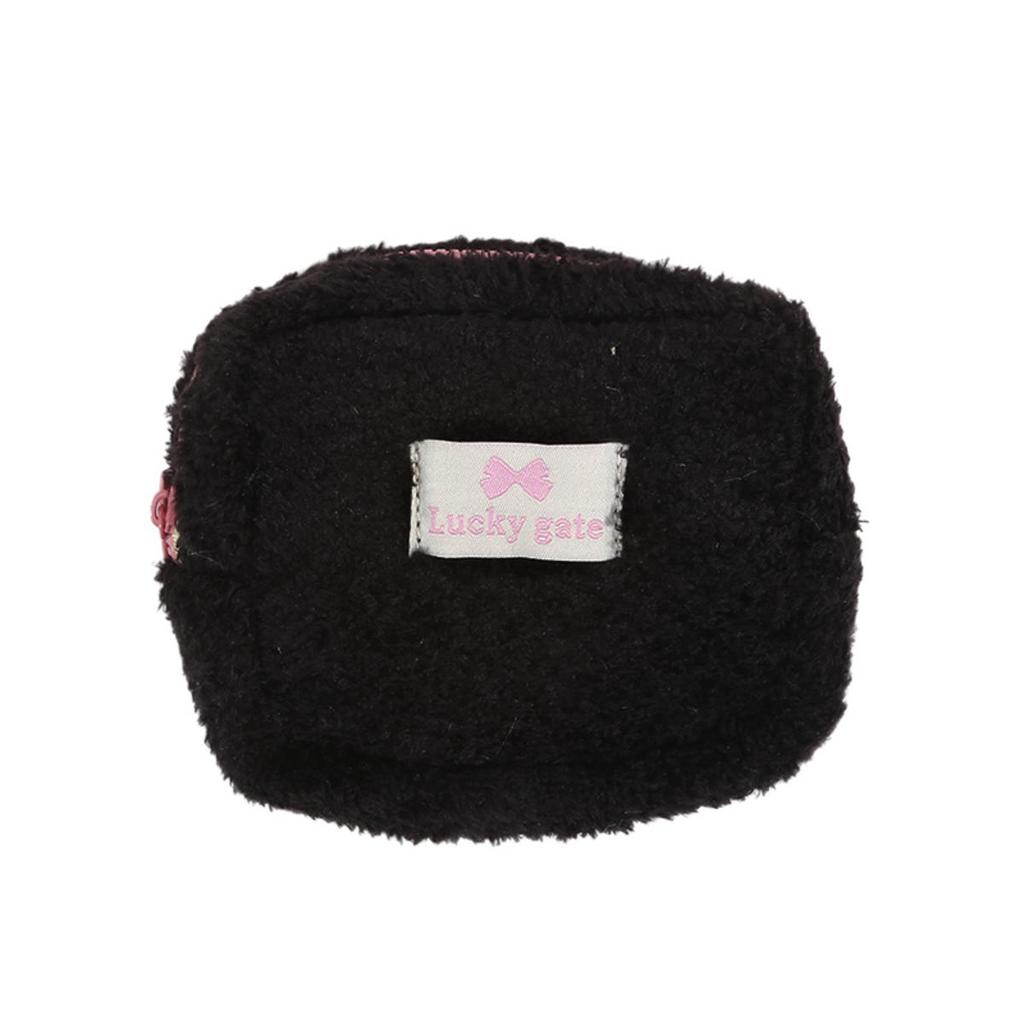 Однотонный плюшевый мини-кошелек для монет, милый кошелек для девочек, косметичка, помада, квадратные сумки-клатчи на молнии, портативный чехол для наушников