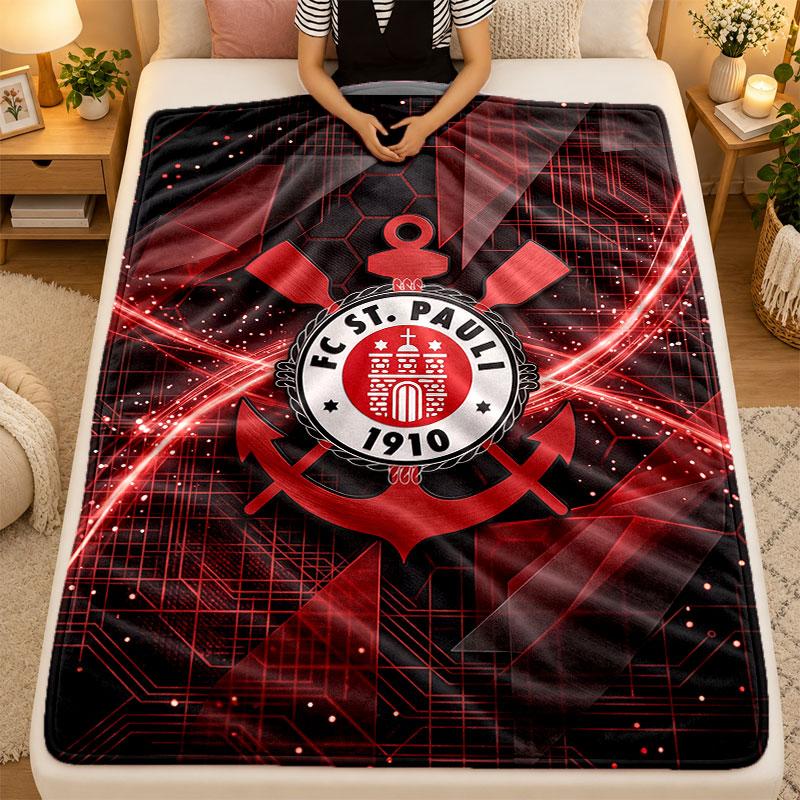 Flannel BlanketFC St. Pauli Football Warm Soft Throw Blanket for Indoor Sofa Bed Living Room Use