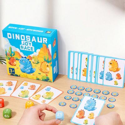 Карточная игра про динозавров для детей, увлекательная развивающая игра-сражение для 2 игроков, семейная настольная игра «Гонка динозавров».