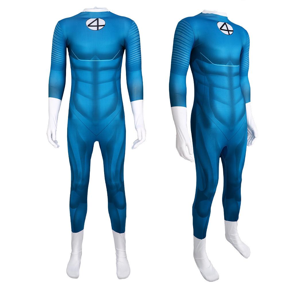 Stylish Blue Amazing Four Heroes Costume Jumpsuit Cosplay Outfit For All Genders
