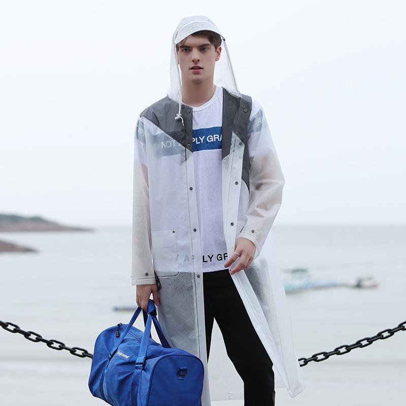 Qinfei Unisex Long Travel Rain Poncho with High-Frequency Heat-Pressed Seams