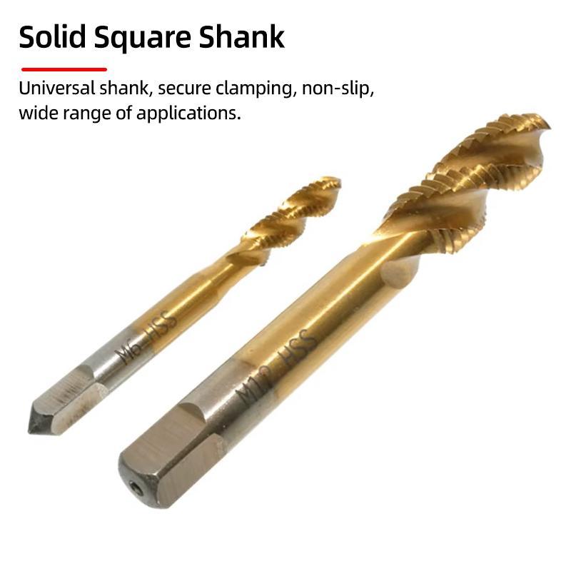 HSS Sprial Thread Tap Titanium Coated Metric SAE Screw Tap Drill Bits M3-M8 Or M2-M12 Machine Plug Tap Threading Tool Hand Tools