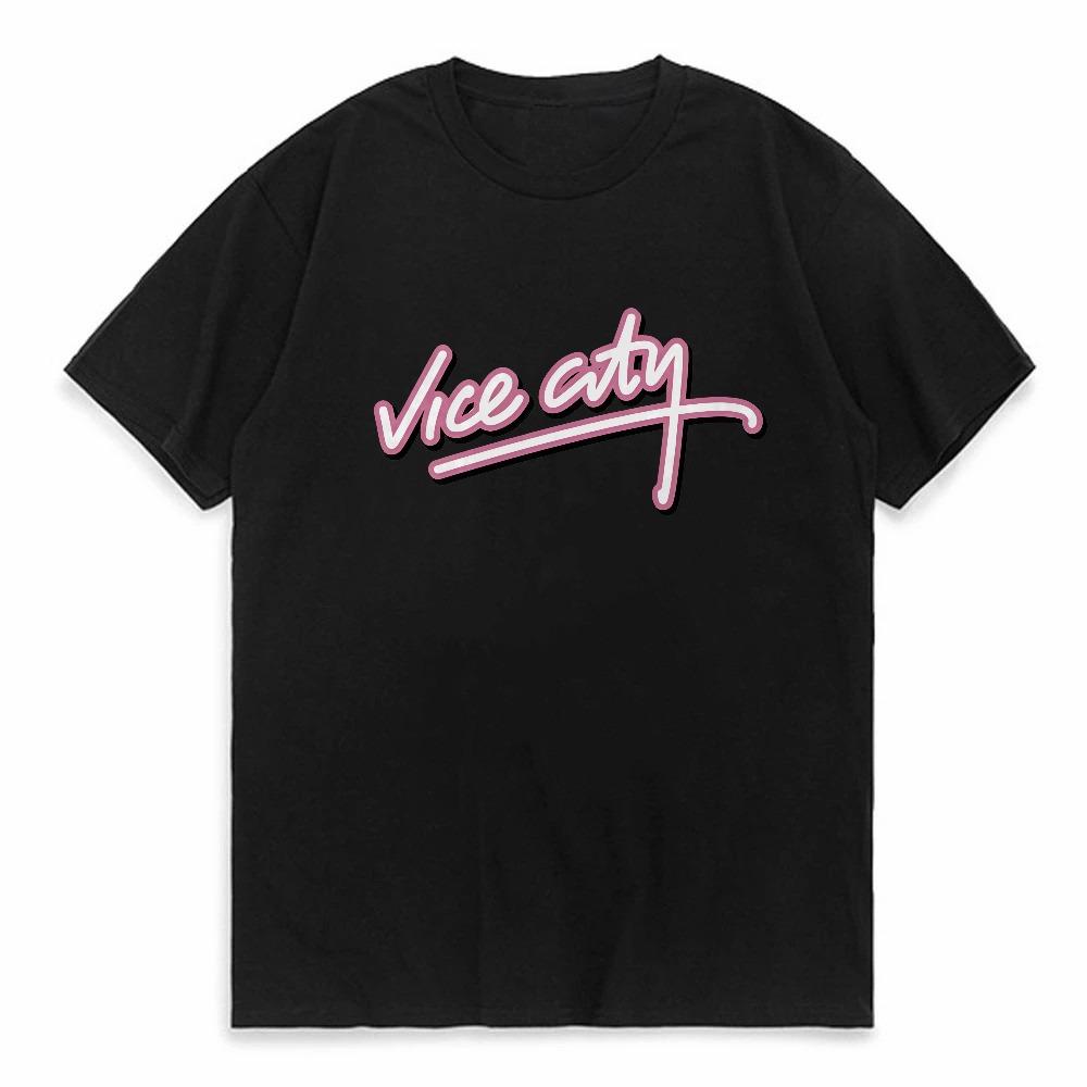 VIce City Принт Мужская футболка с круглым вырезом Простая Модная Мягкая Дышащая Свободная Футболка Мужские Топы футболка повседневная Футболки с коротким рукавом