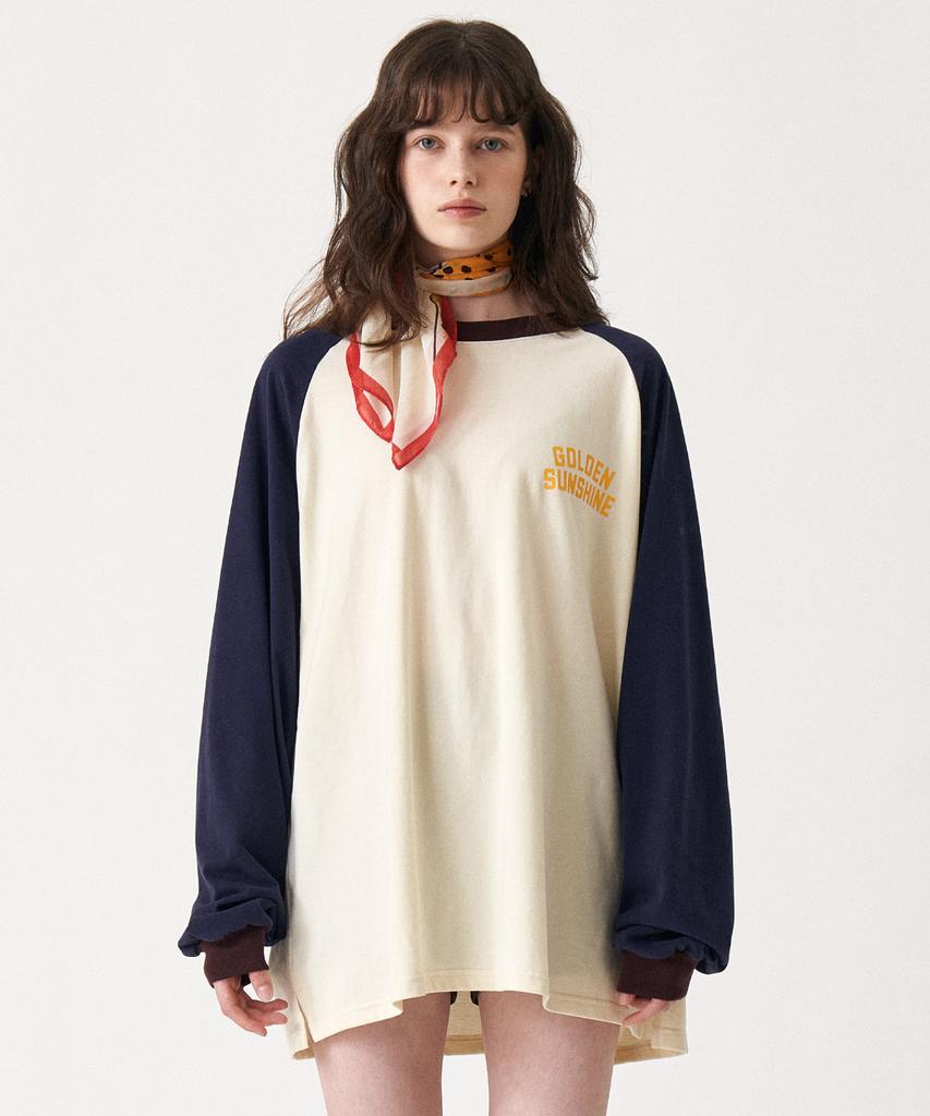 GOLDEN SUNSHINE Colorblock Raglan Long Sleeve_Cream