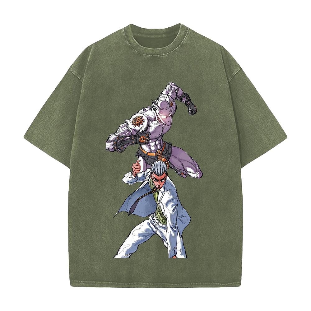 JoJo's Bizarre Adventure Yoshikage Kira Killer Queen Printed T-shirt Men Women Tshirts Cotton Clothing Vintage Washed T Shirt