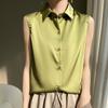 Летняя женская шелковая рубашка без рукавов, темперамент, элегантные топы, жилеты