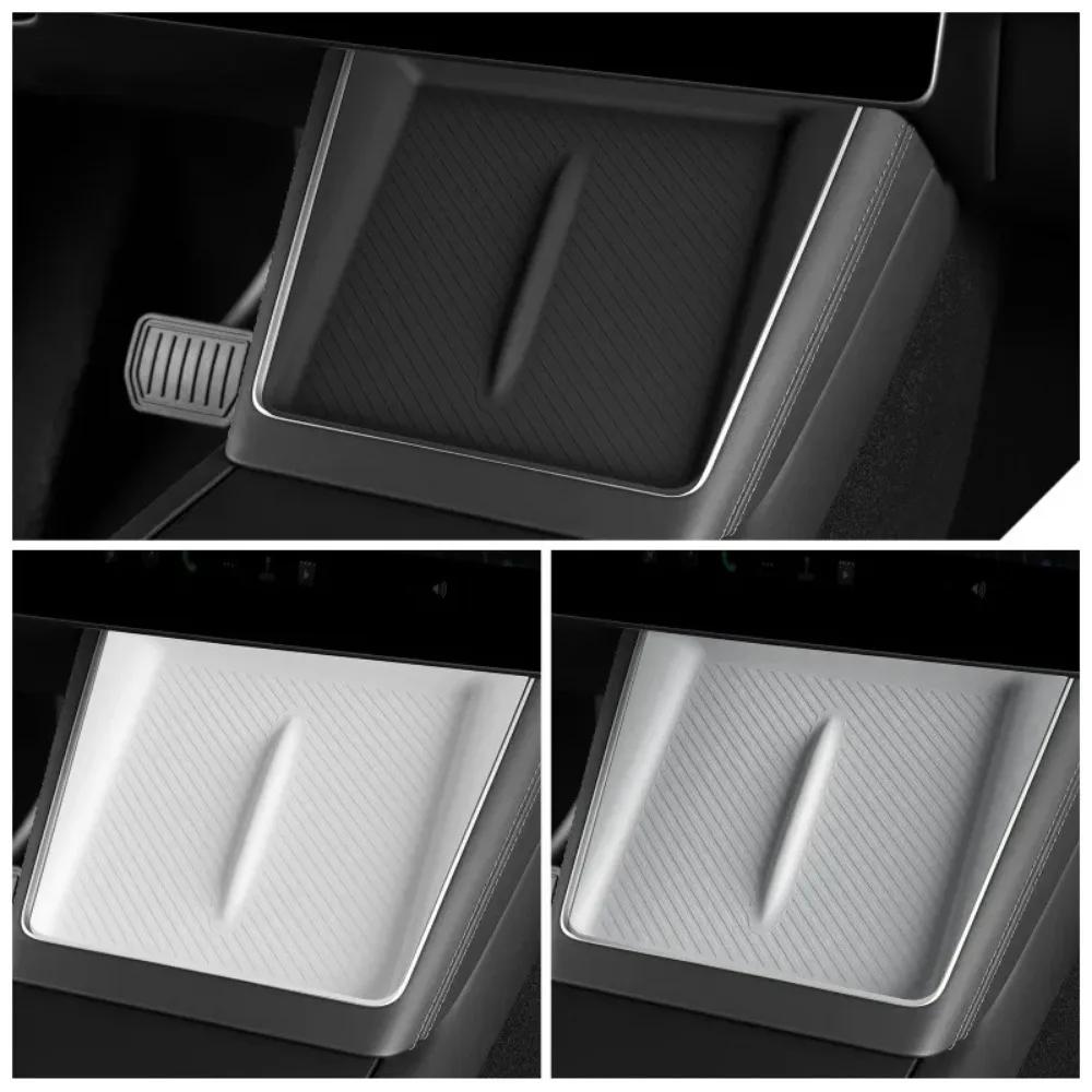 Wireless Charge Pad For Tesla Model Y Juniper 2025 Plaid Car Center Console Charging Station Mat Anti - Skid Silicone Protector